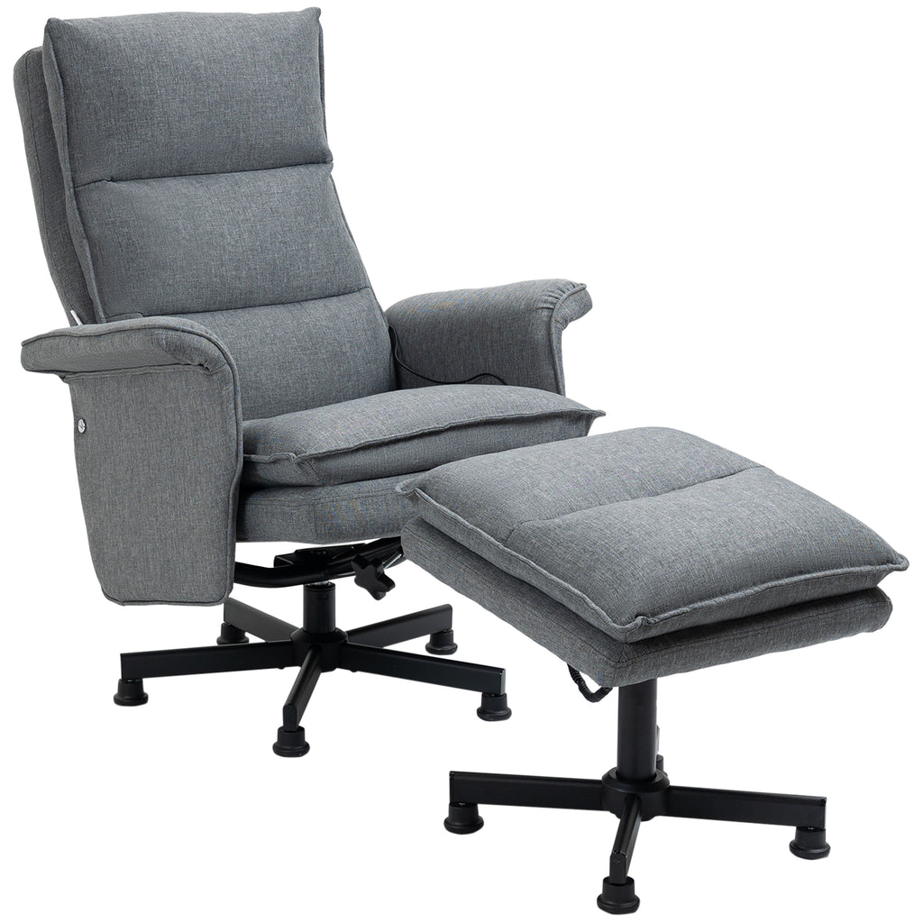 Massage-B¨¹rostuhl mit Fu?hocker, 8 Vibrationsk?pfe, 1 Fernbedienung, 1 Seitentasche, Grau