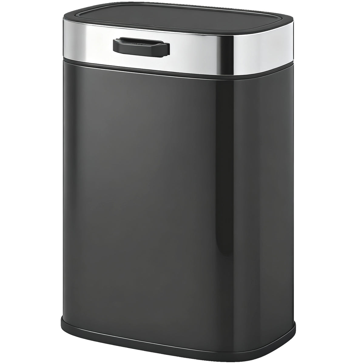 M¨¹lleimer, Edelstahl K¨¹chenm¨¹lleimer mit offen bleibendem Deckel, herausnehmbarer Inneneimer, 21,5x19,5x30 cm, Schwarz