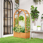 Wooden Raised Garden Bed with Trellis, Liner, Drainage Holes, for Vine Climbing Plants, Flowers, 83 x 36 x 145 cm