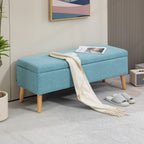 Sitzbank mit Stauraum, bis 220 kg, Leinenoptik, 110x39x45cm, Blau