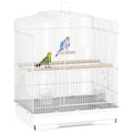 Large Metal Bird Cage with Perches, Food Bowls, Swing, for Budgies, Parakeets, White