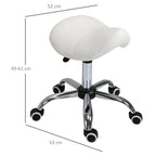 Cosmetic Stool 360° Rotate Height Adjustable Salon Massage Spa Chair Hydraulic Rolling Faux Leather Saddle Stool, Cream