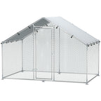 Hühnerauslauf für 5-8 Hühner, Dachplane, verriegelbare Tür, Stahlrahmen, 5,1 m², 3 x 1,7 x 1,9 m