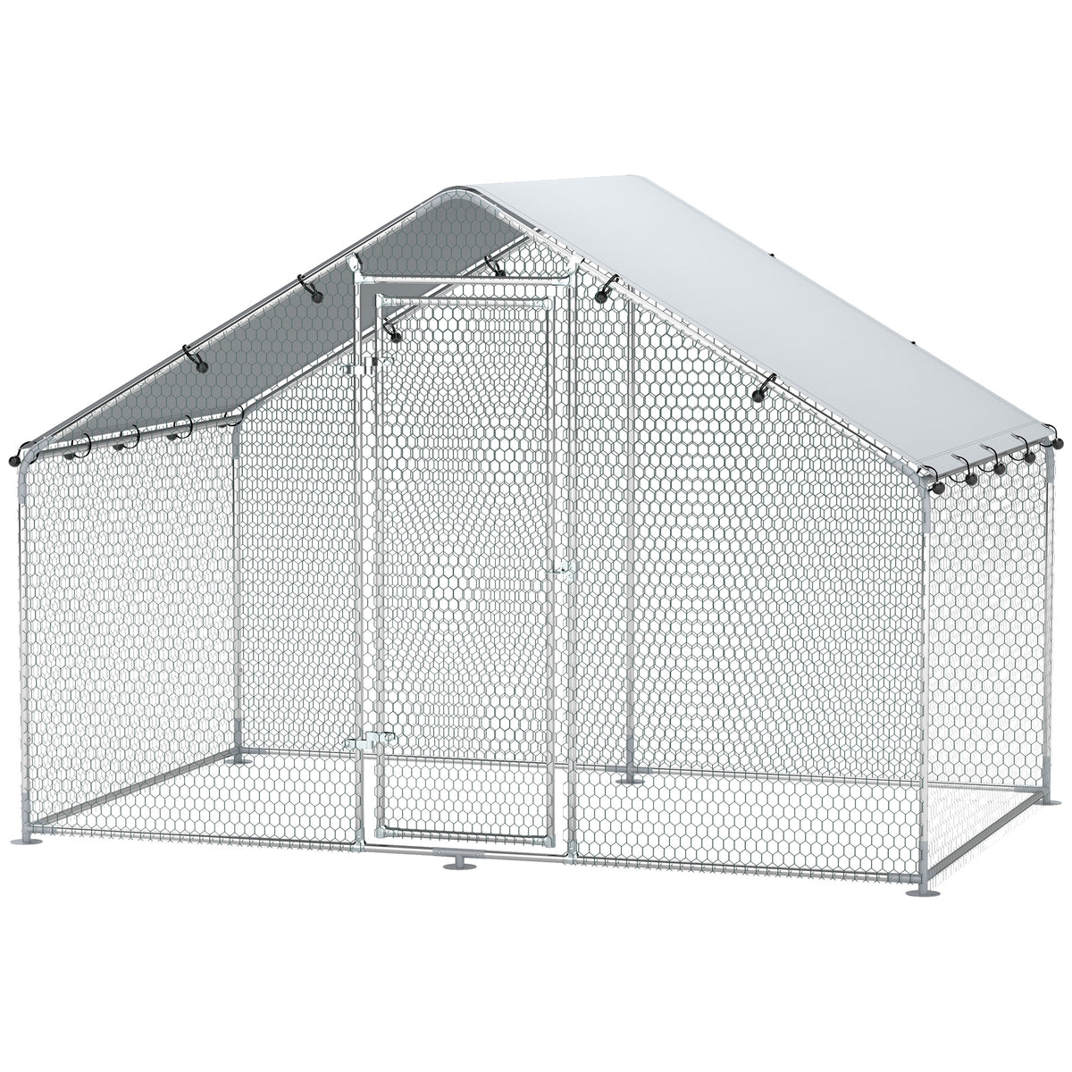 Hühnerauslauf für 5-8 Hühner, Dachplane, verriegelbare Tür, Stahlrahmen, 5,1 m², 3 x 1,7 x 1,9 m