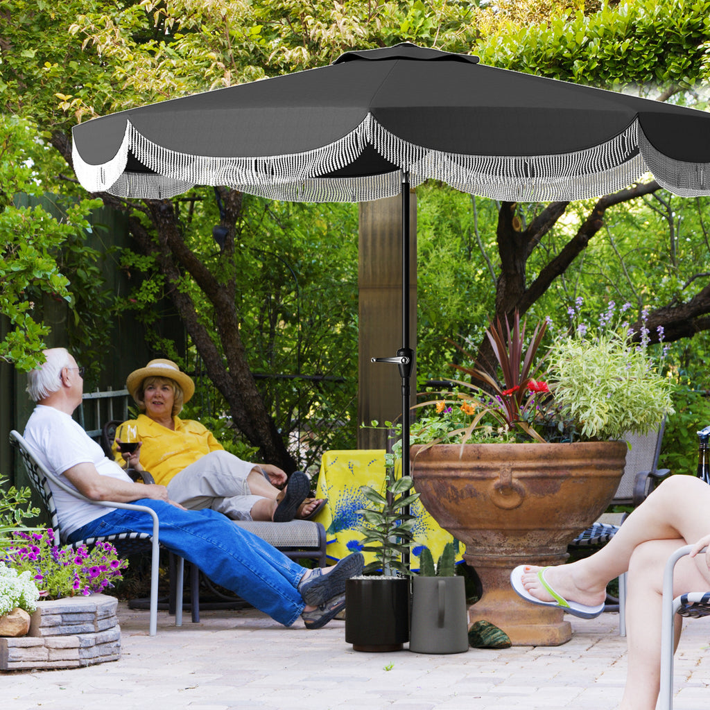Sonnenschirm ?269 cm, UV Schutz Sonnenschirm achteckig Balkonschirm Sonnenschutz f¨¹r Garten, Dunkelgrau