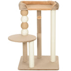Kratzbaum mit 2 Etagen, Spielball, Kratzstämmen, Kratzkugeln, bis 7 kg, 56 x 54 x 86 cm, Braun
