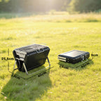 Charcoal BBQ Grill Portable Stainless Steel Barbecue with Tilting Grate for Camping Picnic Garden Black