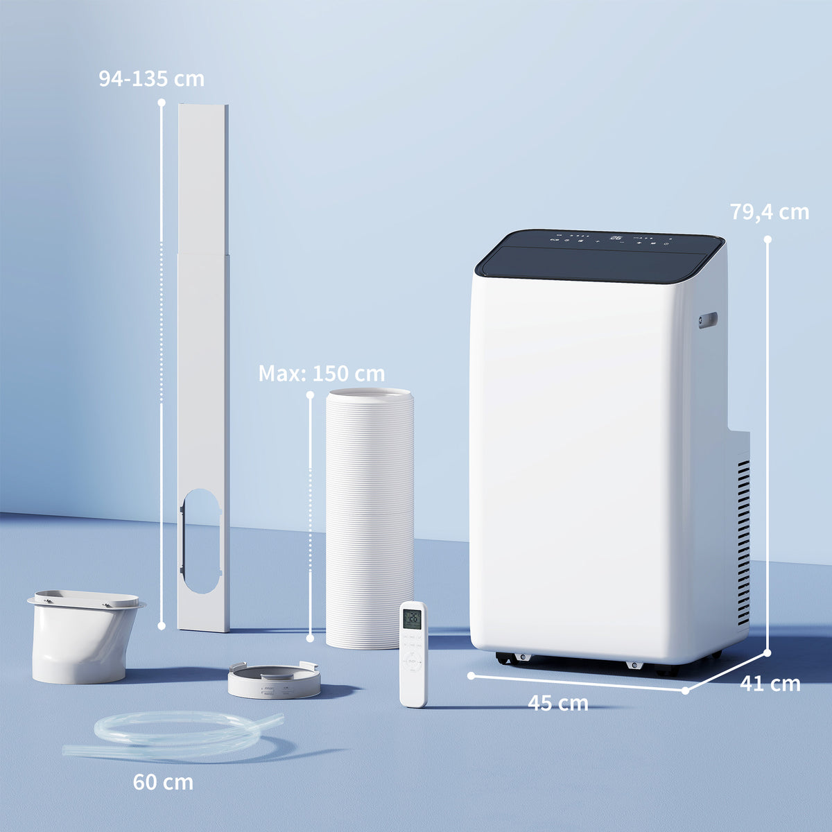 Mobiles Klimagerät 12.000 BTU mit Inverter-Technologie, Klimaanlage mit 60° Schwenkfunktion, 24H-Timer, Fernbedienung