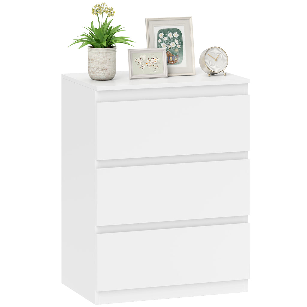Kommode mit 3 Schubladen, für Wohnzimmer, Schlafzimmer, Flur, Spanplatte, Weiß