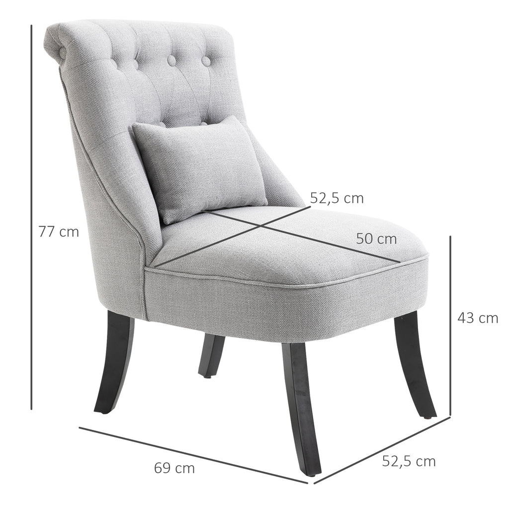 Sessel Wohnzimmer Relaxsessel Loungesessel Ruhesessel mit Rückenkissen, Holzbeine, Lesesessel mit Leinenoptik, Polstersessel für Schlafzimmer, Grau