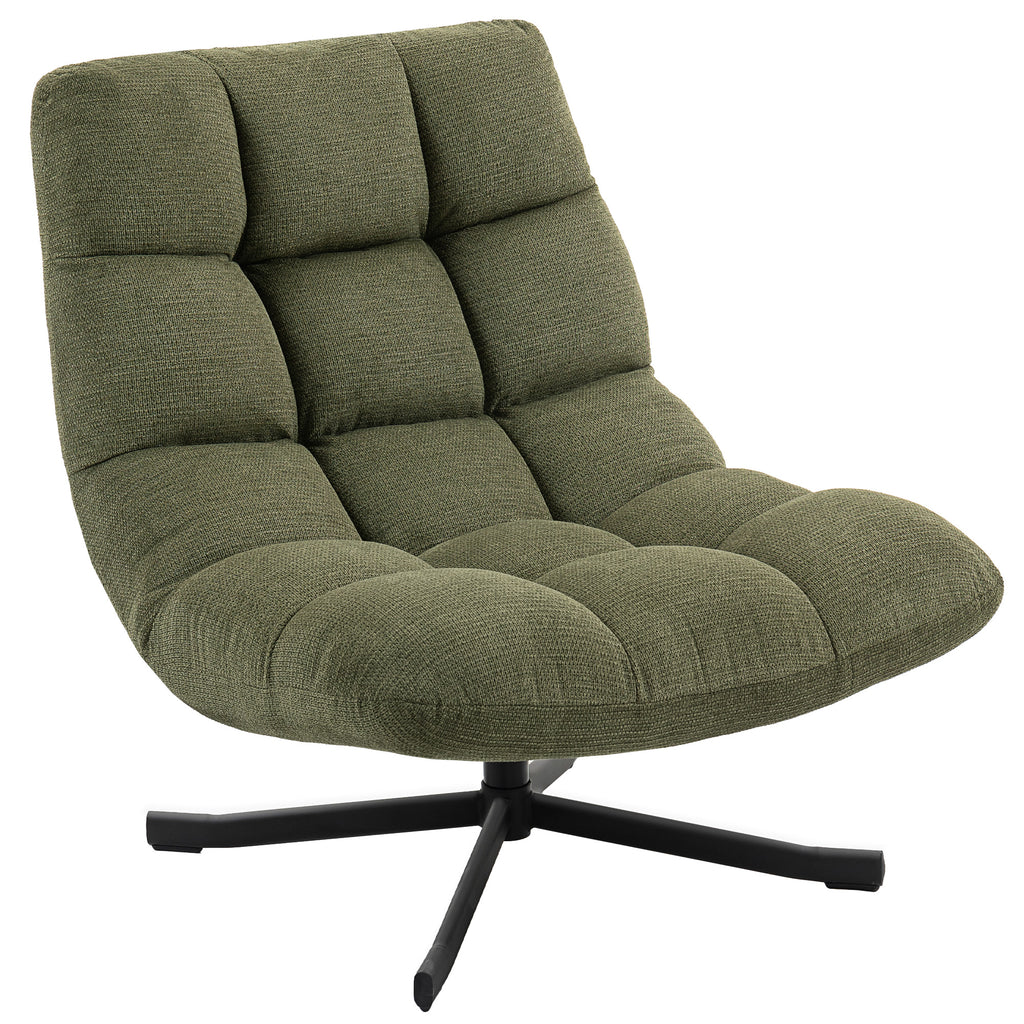 Sessel Drehbar Loungesessel mit Breiter Sitzfläche, wasserabweisend Chenille-Optik, gekreuzt Stahlbeine, Grün