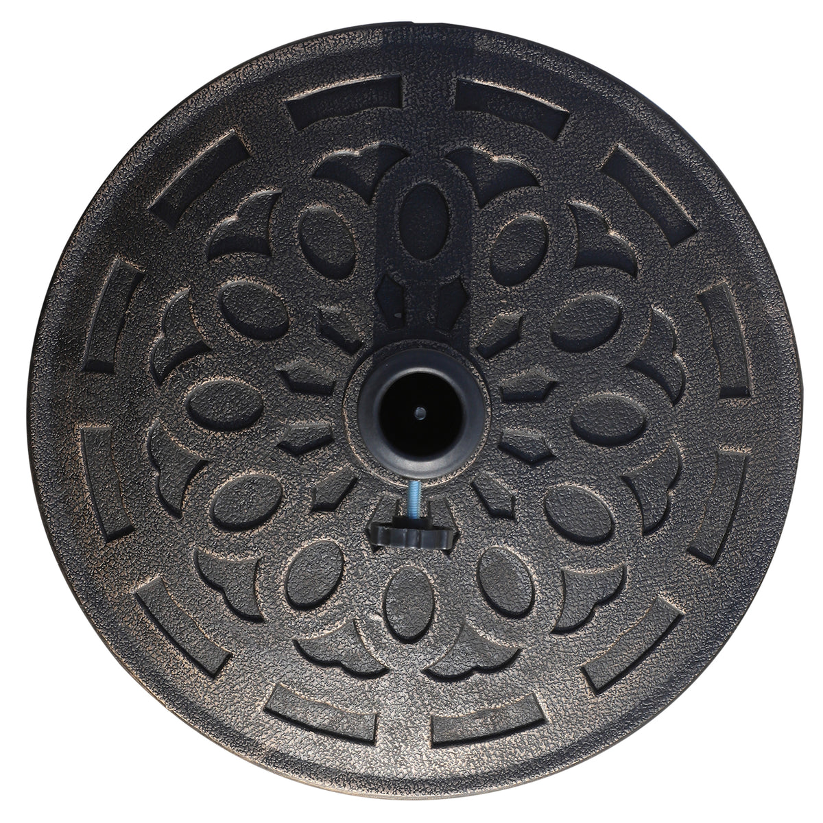 14 kg Round Garden Parasol Base Holder Decorative Resin Umbrella Stand with Adjustable Coupler for Outdoor Patio Market, Bronze Tone
