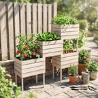 Hochbeet Blumenkasten Pflanzenkasten, wetterbest?ndig, Massivholz, 50 cm x 30 cm x 60 cm, Natur