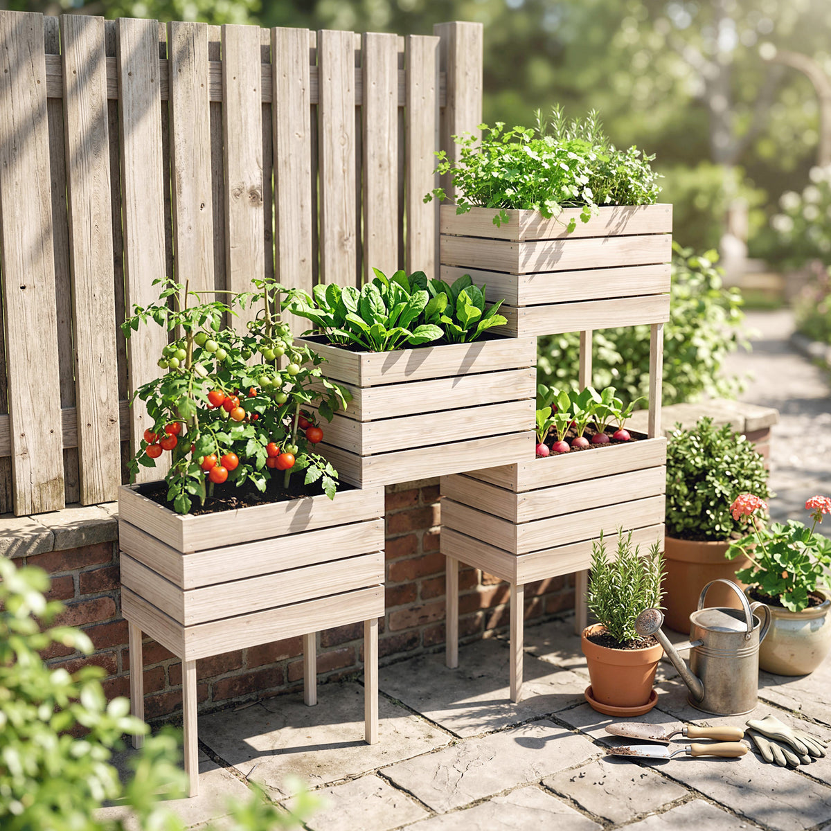 Hochbeet Blumenkasten Pflanzenkasten, wetterbest?ndig, Massivholz, 50 cm x 30 cm x 60 cm, Natur