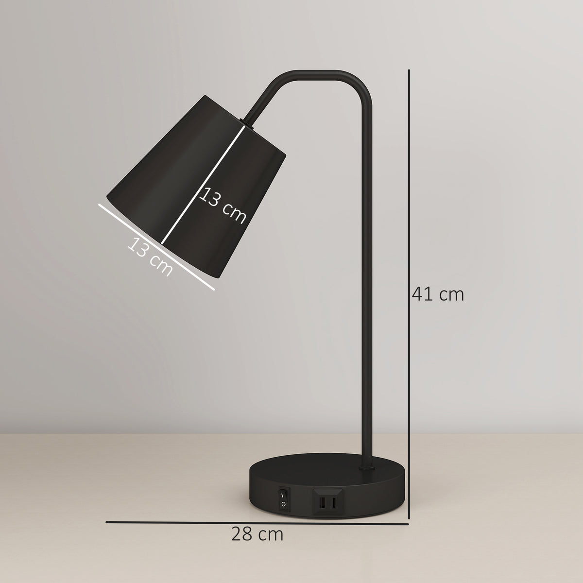 Tischlampen-Set, 2 Stück, Moderne Lampen mit USB-A- und USB-C-Anschluss für Schlafzimmer, Wohnzimmer & Büro, Schwarz