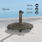 Sonnenschirmst?nder aus Beton, Schirmst?nder mit Rolle, Rund Schirmhalter St?nder f¨¹r Sonnenschirm 32/38/48mm