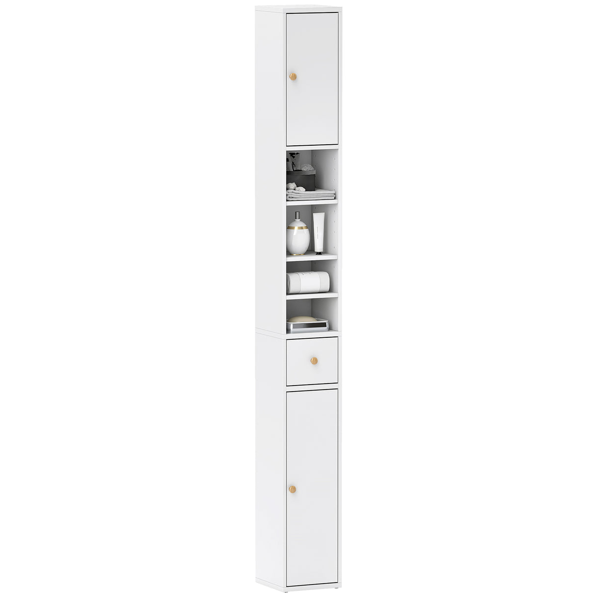 178 cm Narrow Tall Bathroom Cabinet - White