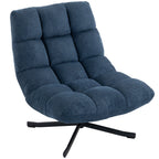 Drehbarer Akzentstuhl, Moderner Lounge-Sessel ohne Armlehnen mit Stahlbeinen, Dunkelblau