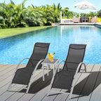 Three-Piece Curved Sun Lounger Set - Black