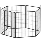 6 Panels Dog Playpen, Portable Detachable Puppy Pen with Door, for Large Dogs, 100cm High, Black