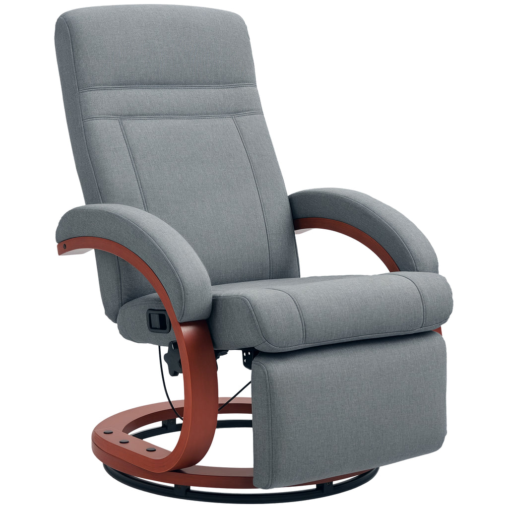 135¡ã Manual Reclining Swivel Chair, with Footrest - Grey