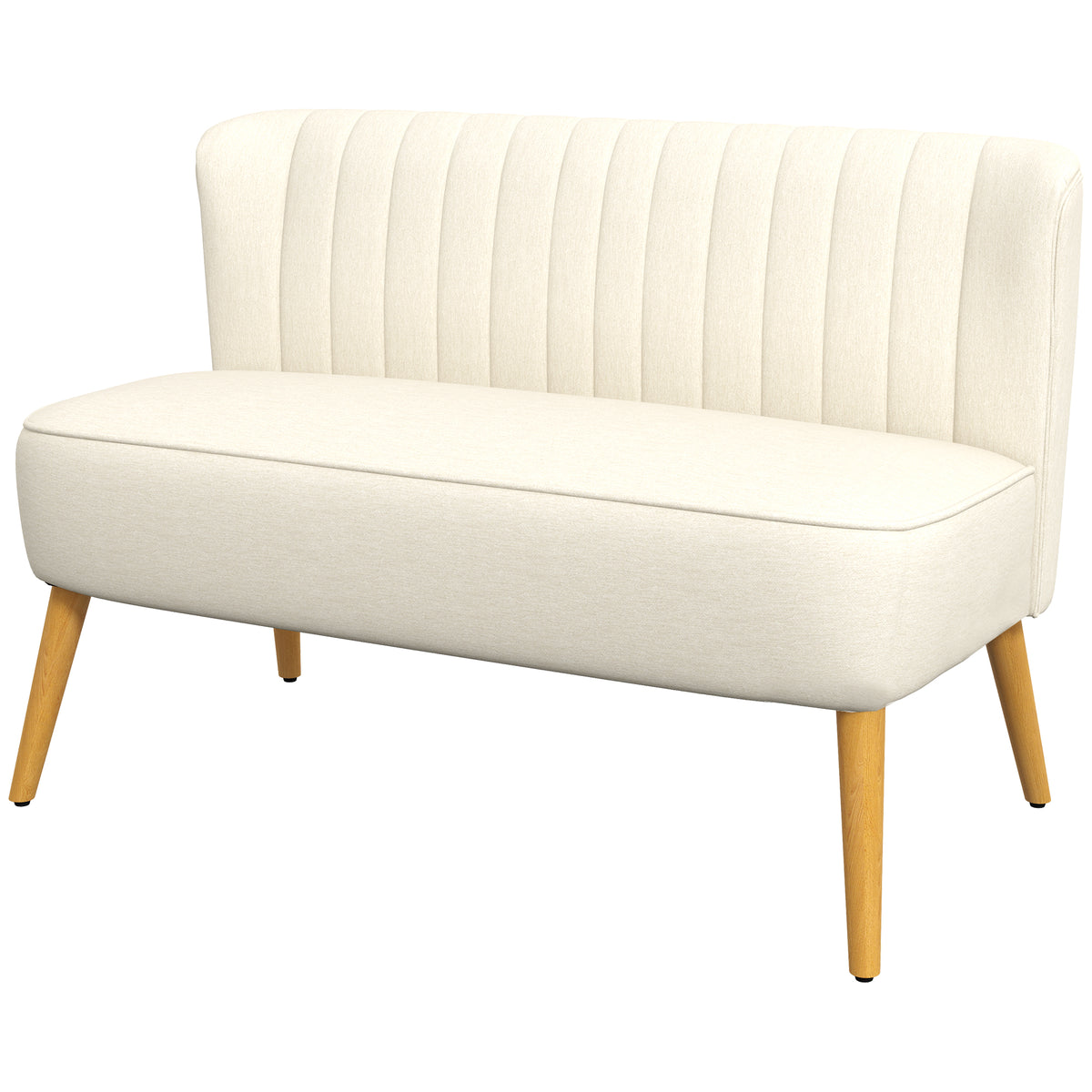 2-Sitzer Sofa, weiche Polsterung, pflegeleichter Bezug, bis 220 kg, 117 x 56,5 x 77 cm, Cremeweiß