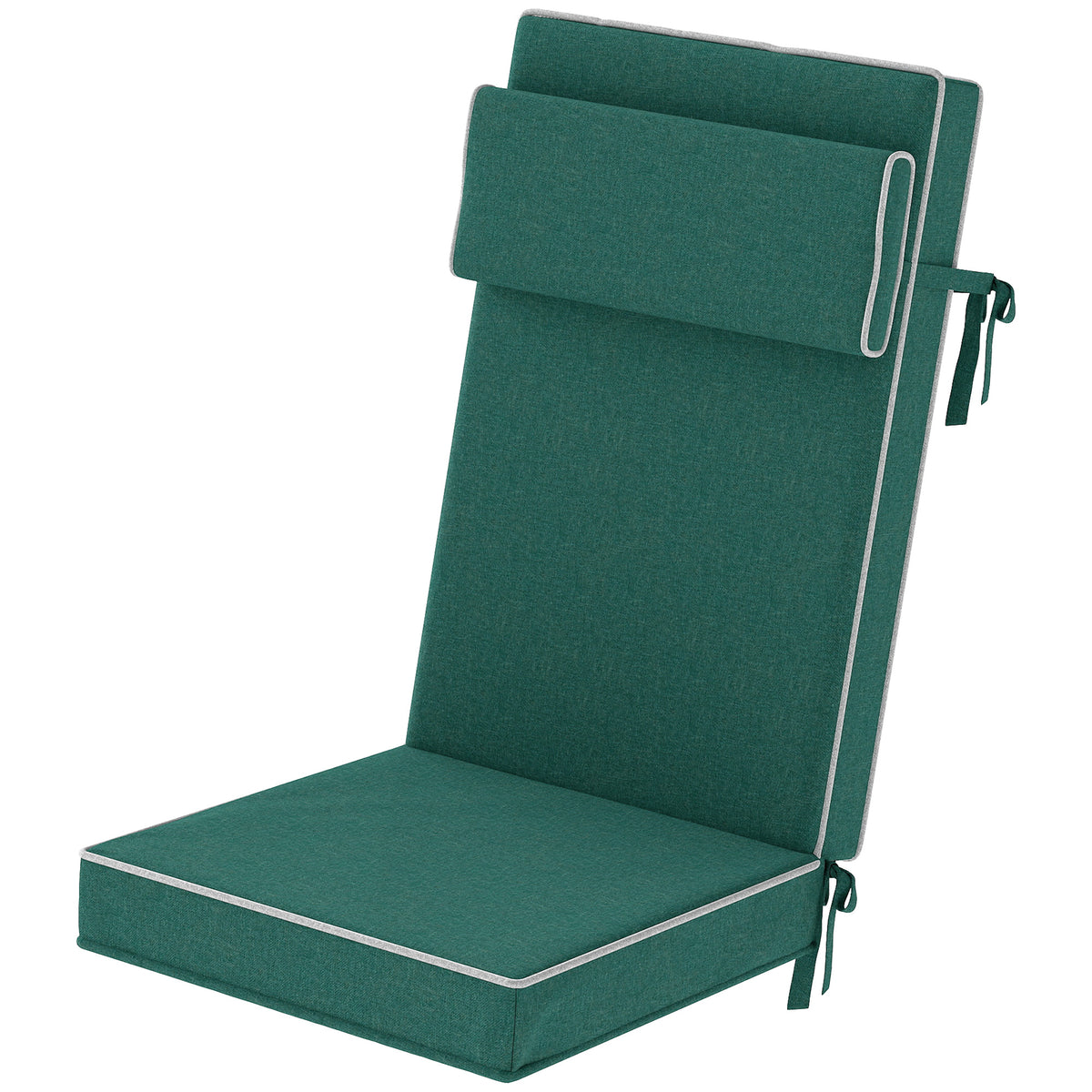 Sitzkissen 120 x 47 x 9,5 cm wasserabweisend Stuhlkissen mit B?ndern, Kopfst¨¹tze, UPF50+ Gr¨¹n