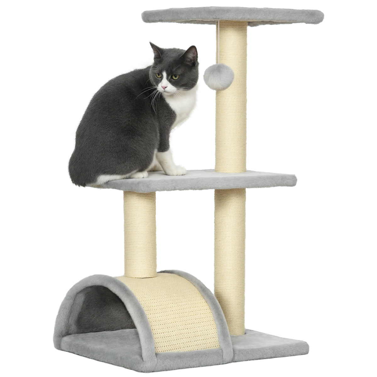 72cm Cat Tree with Scratching Post, Pad for Indoor Cats - Light Grey