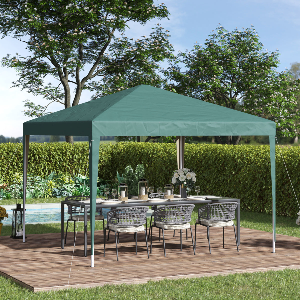 Pavillon, 2,95 x 2,95 m Pop-Up-Faltpavillon, Gartenpavillon, Partyzelt, UV-Schutz, Stahl+Oxfordstoff, Grün
