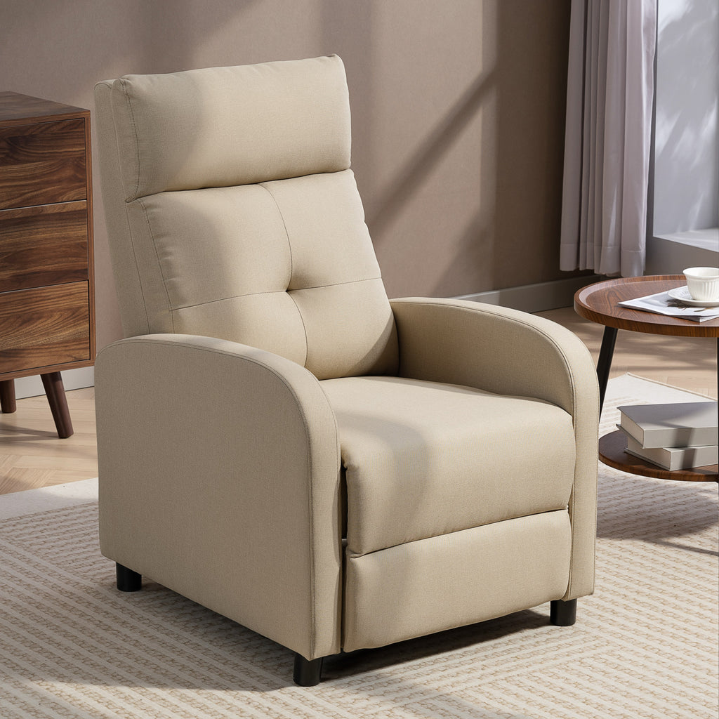 Relaxsessel mit Liegefunktion, ausfahrbares Fußteil, Taschenfederkern, bis 150 kg, Beige