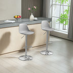2er-Set Barhocker, Barstühle, Drehstühle mit Lehne, höhenverstellbar, bis 120 kg belastbar, 42 x 41 x 82-104 cm, Grau