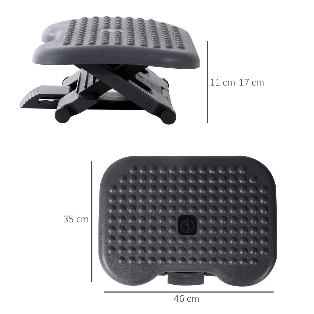 Fußstütze, höhenverstellbar, verstellbarer Neigungswinkel 46 cm x 35 cm x 11-17 cm, Grau
