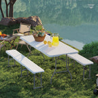 Three-Piece Folding Picnic Table and Bench Set - White
