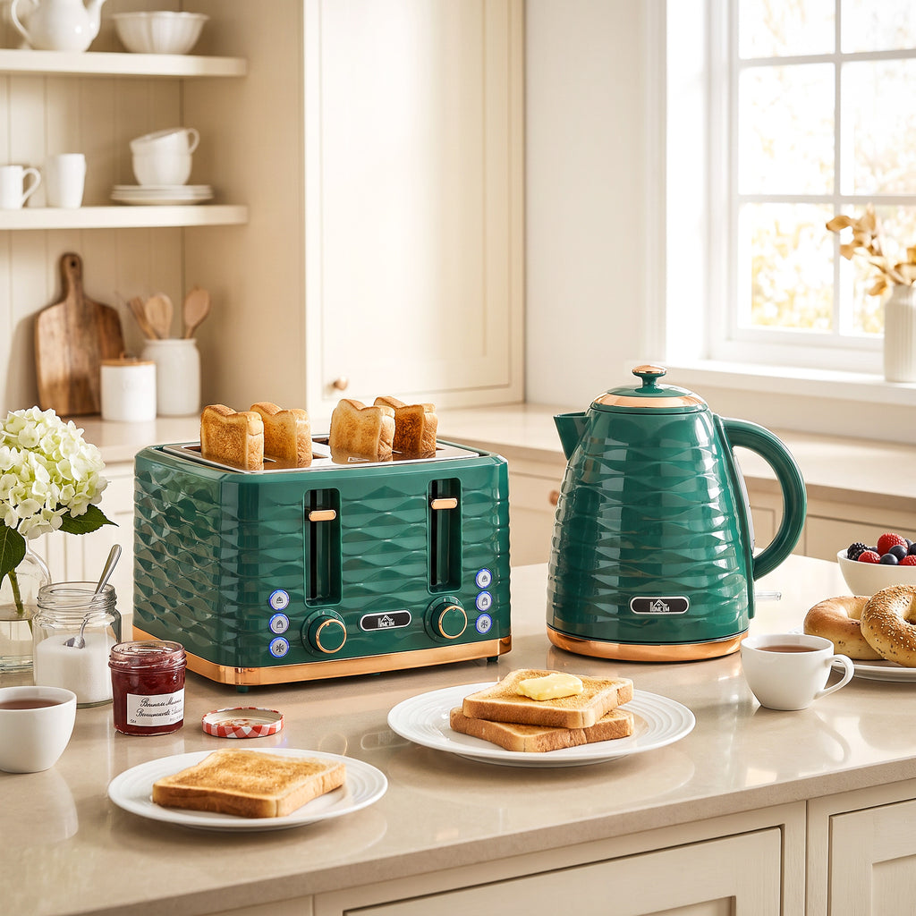 2-in-1 Toaster und Wasserkocher Set, 7 Bräunungsstufen, Auftau- und Aufwärmfunktion, Grün