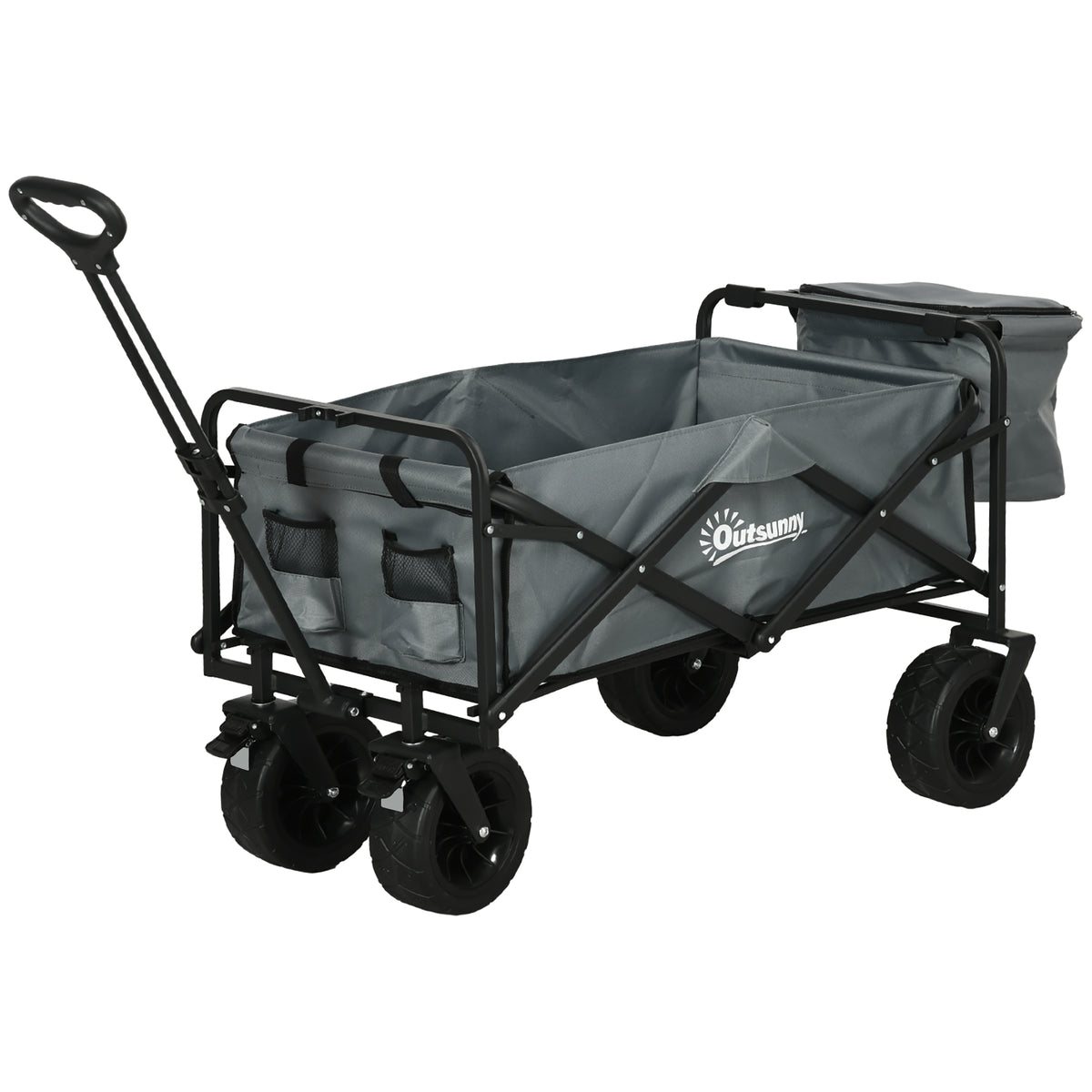 Bollerwagen mit K¨¹hltasche, klappbar, Stahlrahmen, bis 100 kg, 113x57x77-100 cm, Dunkelgrau