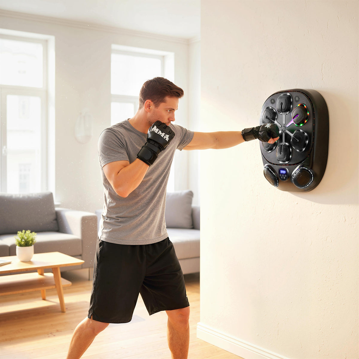 Music Boxing Machine, elektronische LED Boxmaschine mit Doppel Schlagzonen Bluetooth Handschuhen 9 Geschwindigkeit