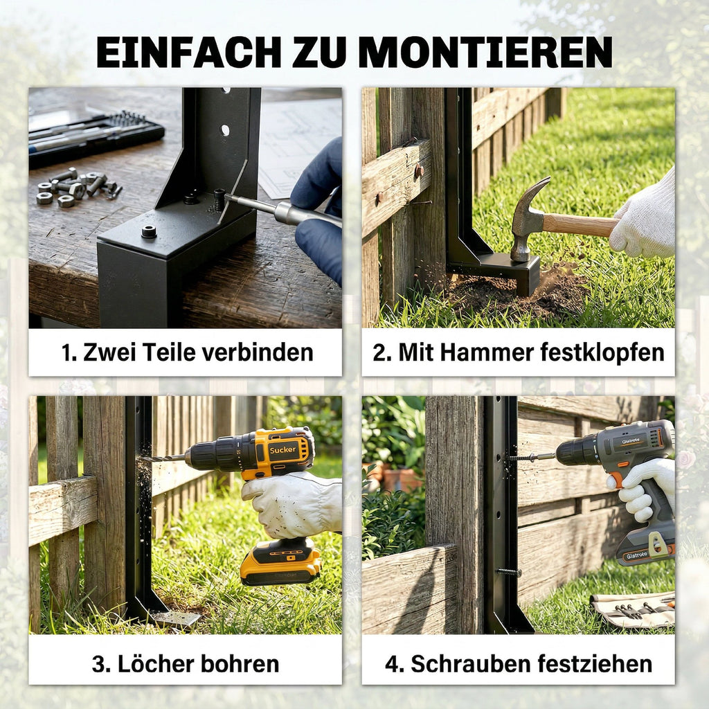 Zaunpfosten Reparaturset 2er-Set 81 x 5,5 x 12 cm in Schwarz