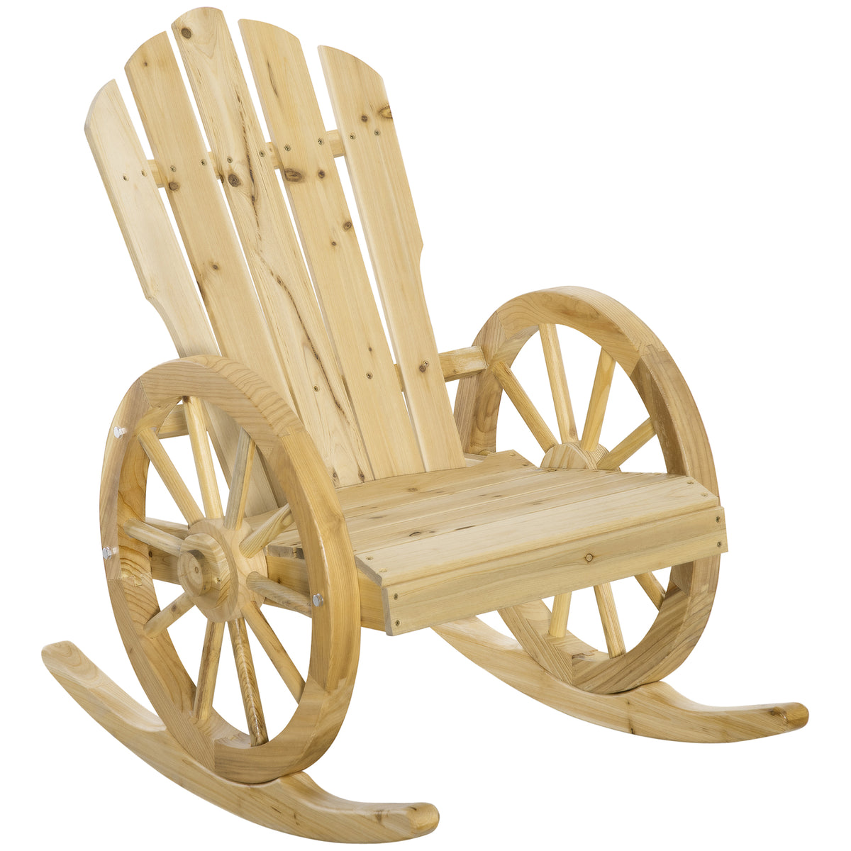 Wooden Adirondack Rocking Chair Reclining Armchair Garden Furniture Patio Porch Rocker - Natural