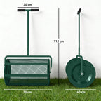 Kompoststreuer 75L 61x40cm Düngerstreuer Rasen Garten mit T-Griff Mesh-Korb Metall Grün