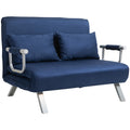 Schlafsofa, 5-fach verstellbar, Wildlederimitat, Metallrahmen, inkl. Kissen, Marineblau