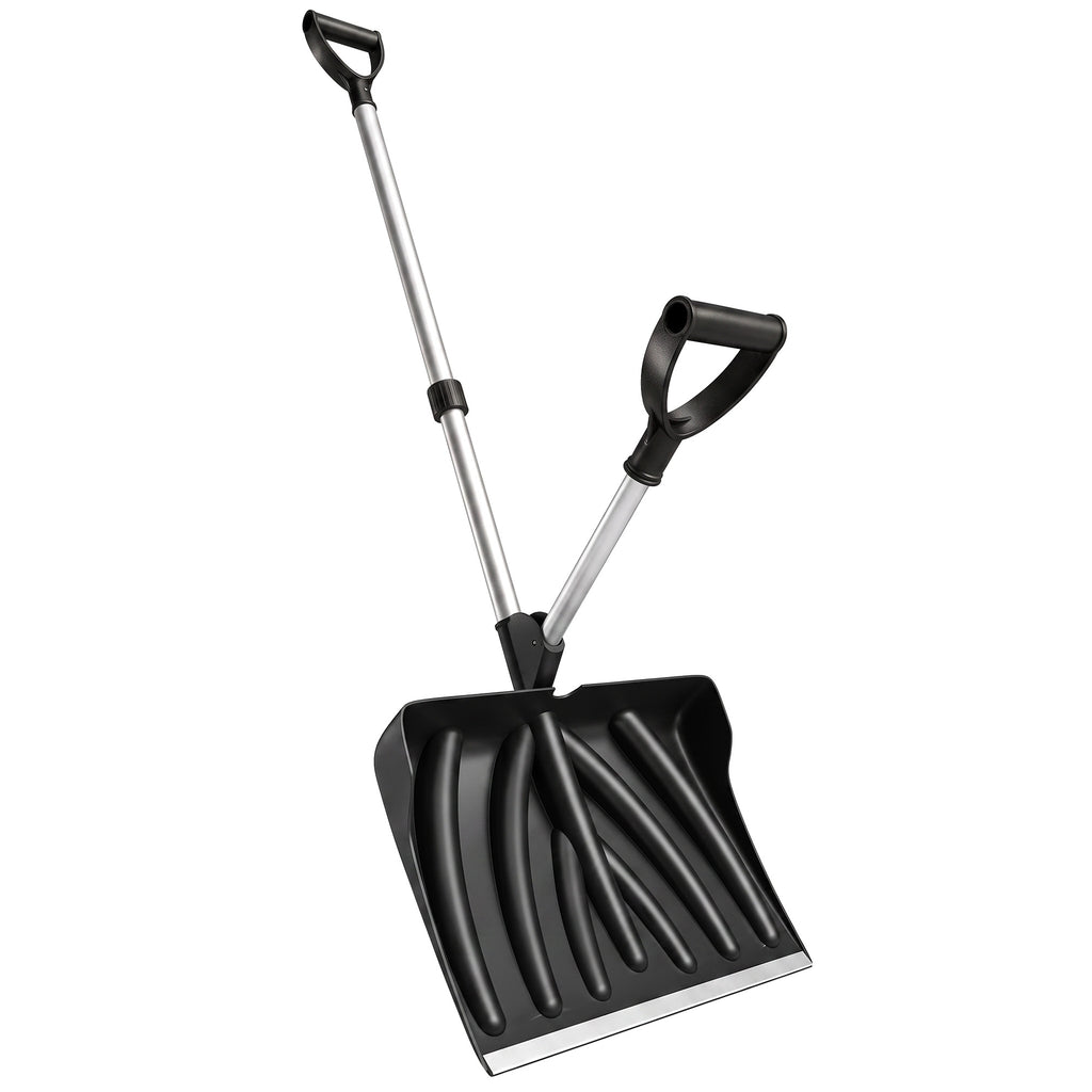 Heavy-Duty Snow Shovel with Assist Handle, Portable Snow Pusher with 45cm Wide Blade, Detachable Aluminium Handle