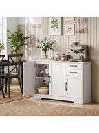 Sideboard Küchenschrank mit Soft-Close-Türen, 2 Schubladen, Weiß