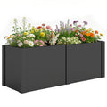 Hochbeet aus galvanisiertem Stahl, 150 x 53 x 55 cm, Outdoor-Pflanzkasten mit Trennwand, Schwarz