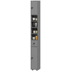 Badezimmerschrank, 4 Regale, Schublade, Spanplatte, schlankes Design, Grau