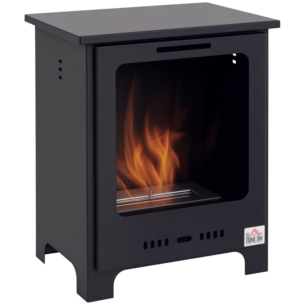 HOMCOM Bioethanol Kamin  0,9 L Ethanol Brenner, 3 Std. Brenndauer, Innenkamin ohne Rauch, Metall, 40 x 30 x 50 cm, Tischkamin für Wohnzimmer & Schlafzimmer
