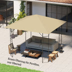 3 x 3(m) Gazebo Canopy Replacement Cover, Garden Gazebo Roof Replacement with Drain Holes, Water Resistant PVC Coating, 370g/㎡, UPF30+, TOP COVER ONLY, Beige