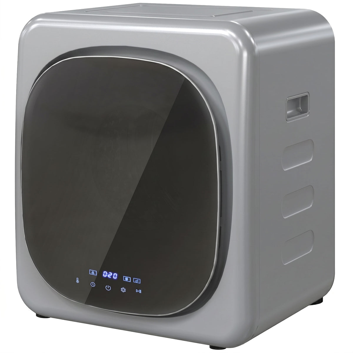 Ablufttrockner 4 kg mit Smart-Modus, 800 W Kompakttrockner mit Edelstahltrommel, Silber
