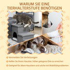 Hundetreppe 3 Stufen 40,5 cm Hoch Haustiertreppe mit Höhle Kissen Stauraum Katzentreppe für Kleine Hunde Hunderampe mit Waschbar Bezug Einstiegshilfe für Bett, Sofa, Couch und Auto Hellgrau