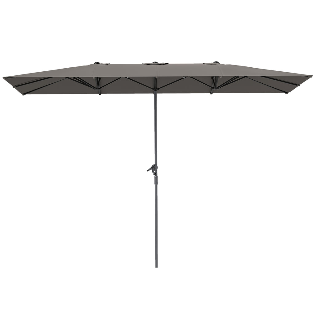 Doppelseitiger Schirm, 451 x 264 cm Sonnenschirm mit Kurbelsystem, 12 Metallstreben, Aluminiummast, Dunkelgrau