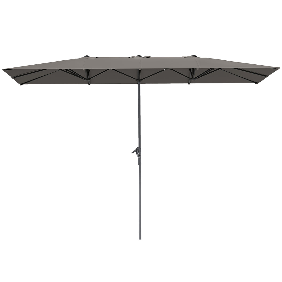Doppelseitiger Schirm, 451 x 264 cm Sonnenschirm mit Kurbelsystem, 12 Metallstreben, Aluminiummast, Dunkelgrau